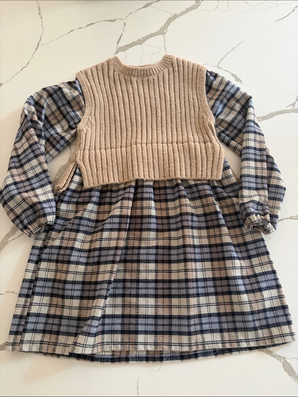 Zara sweater plaid dress